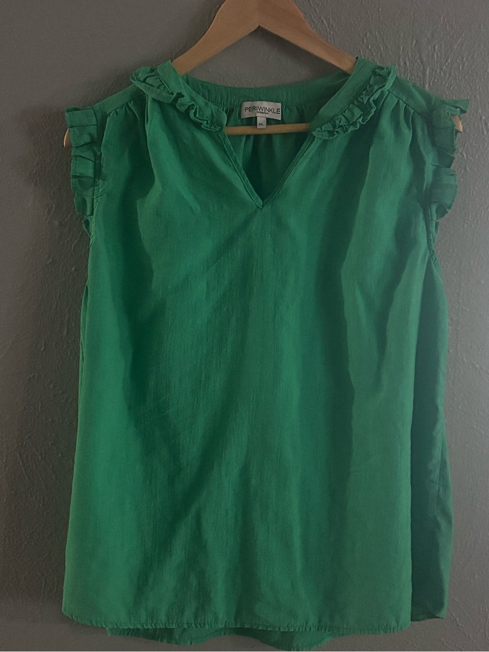 Green Ruffle-Trim V-Neck Sleeveless Camisole